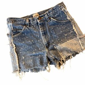 Lee High-Rise Distressed Blue Denim Cutoff Shorts